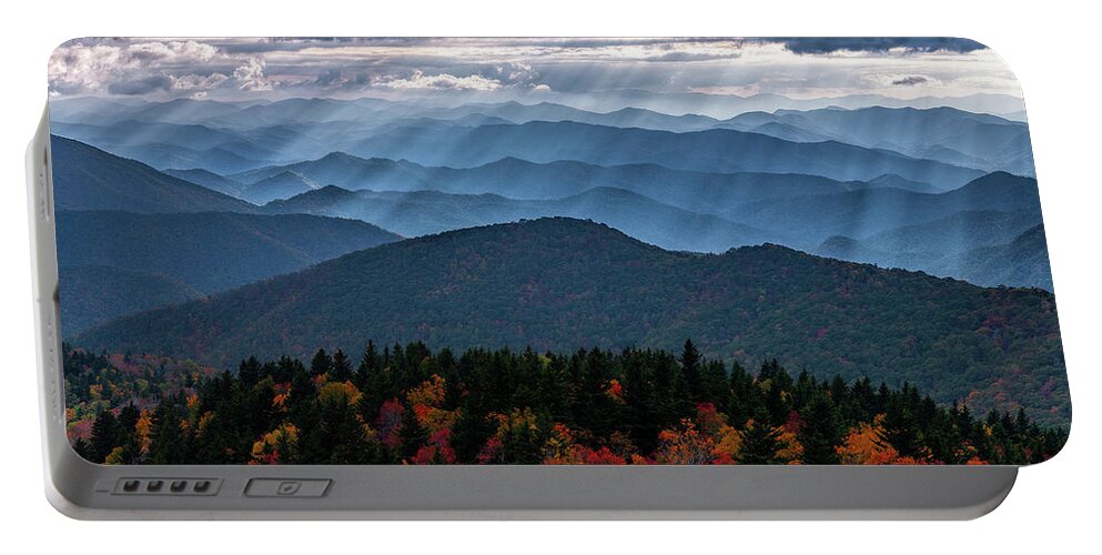Autumn Portable Battery Charger featuring the photograph Distant Mountains Autumn Glow by Dan Carmichael