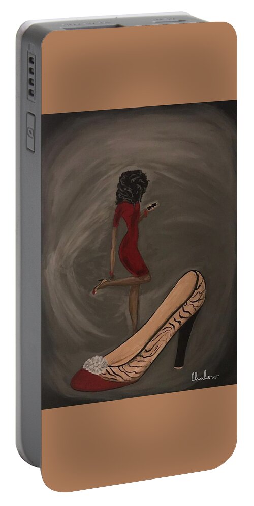  Portable Battery Charger featuring the painting Diva in Red by Charles Young