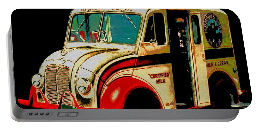 Vintage Vehicle Portable Battery Charger featuring the digital art Divco Milk Truck by Cliff Wilson