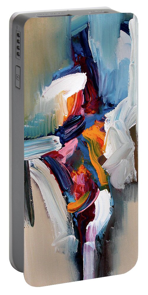 Abstract Portable Battery Charger featuring the painting Divide By Zero by Jim Stallings
