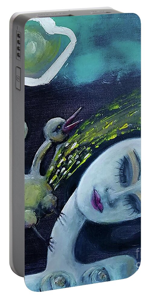 Landscape Portable Battery Charger featuring the painting Divide of Past by Alexandra Vusir