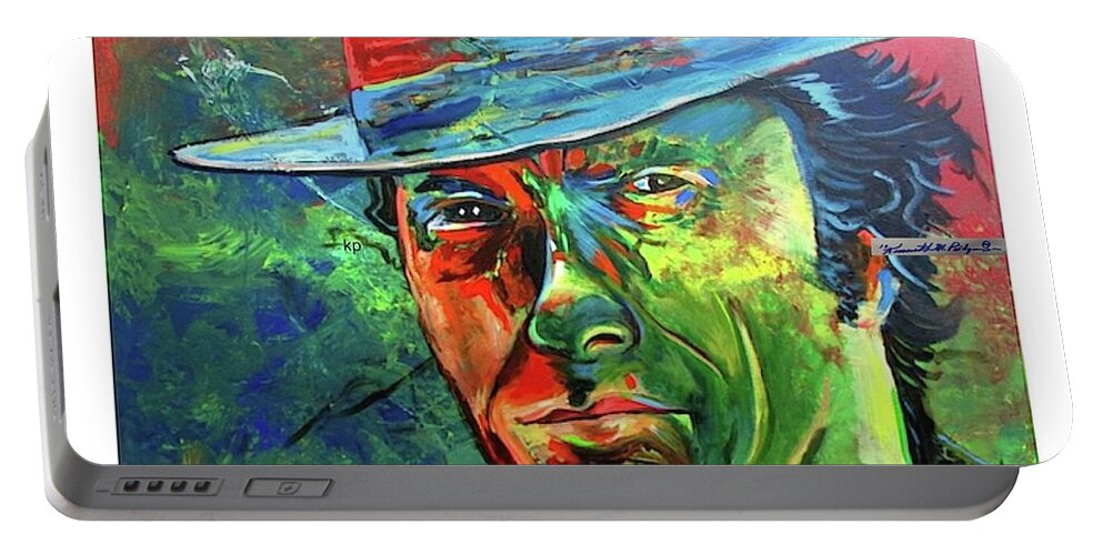 Clint Eastwood Portable Battery Charger featuring the painting Don't Make My Day by Ken Pridgeon