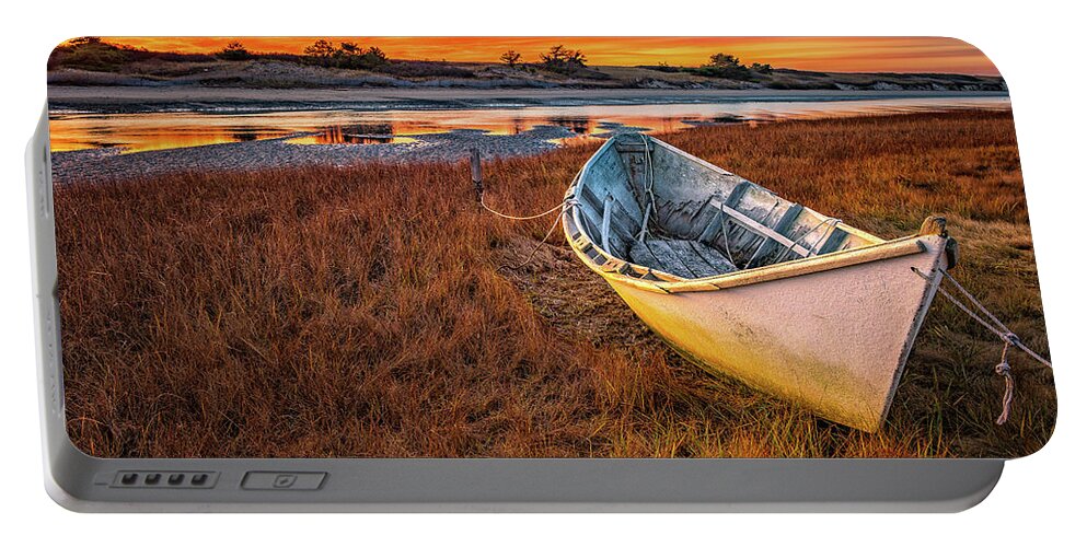 New Hampshire Portable Battery Charger featuring the photograph Dory On The Marsh by Jeff Sinon