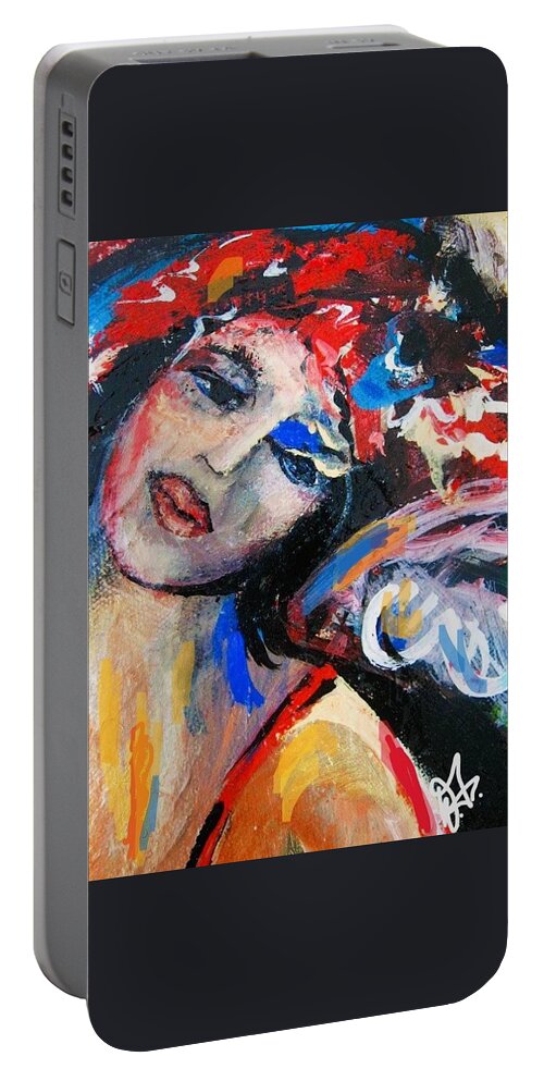 Portrait Portable Battery Charger featuring the painting Dot by Dawn Caravetta Fisher