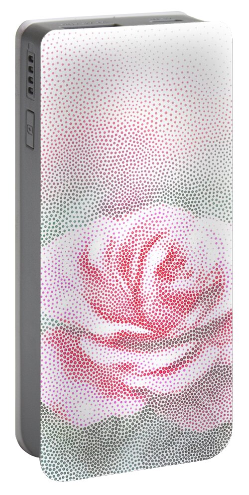 Flower Portable Battery Charger featuring the mixed media Dots Design Flower 10 by Lucie Dumas