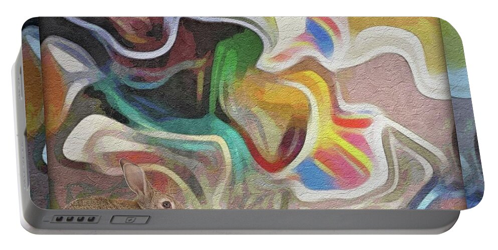 Abstract Art Portable Battery Charger featuring the digital art Down the Rabbit Hole by Kathie Chicoine