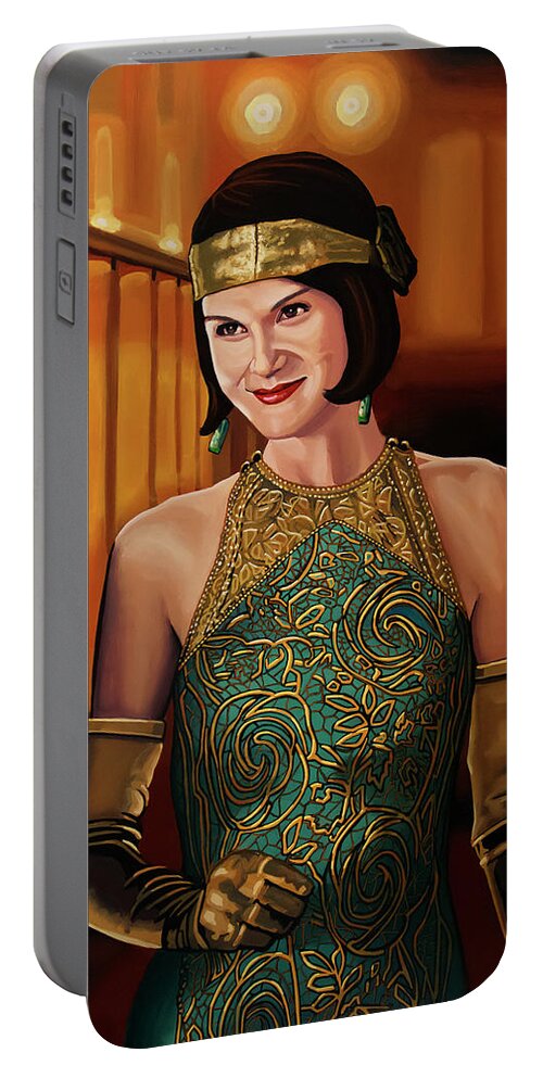 Downton Abbey Portable Battery Charger featuring the painting Downton Abbey Painting 2 Michelle Dockery as Lady Mary by Paul Meijering