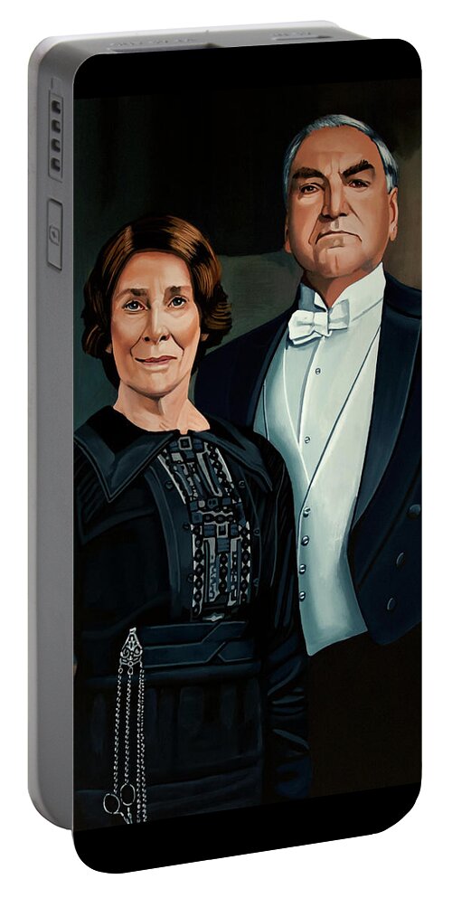 Downton Abbey Portable Battery Charger featuring the painting Downton Abbey Painting 3 Mr Carson and Ms Hughes by Paul Meijering
