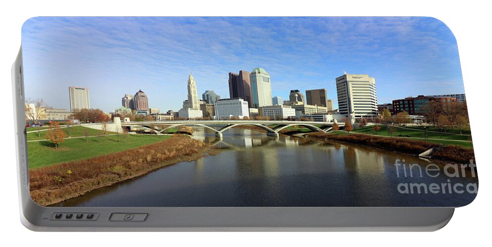 Downtown Columbus Portable Battery Charger featuring the photograph Downtown Columbus Skyline 5035 by Jack Schultz