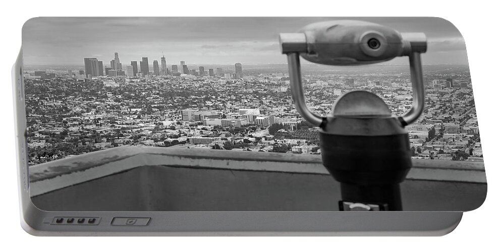 Downtown Portable Battery Charger featuring the photograph Downtown Los Angeles seen from Griffith Observatory by Patrick Van Os