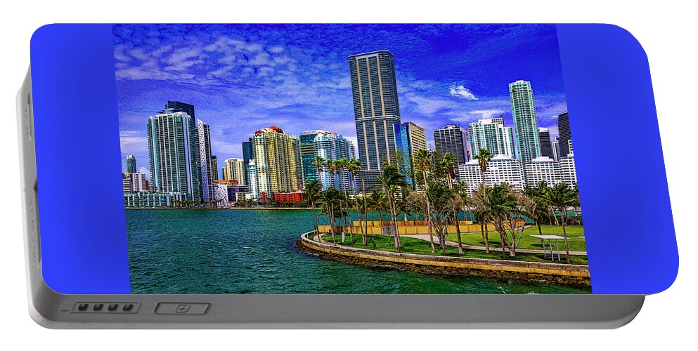 Downtown Miami Portable Battery Charger featuring the digital art Downtown Miami by SnapHappy Photos