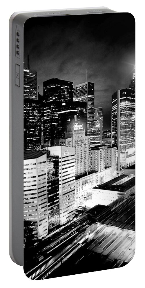Toronto Portable Battery Charger featuring the photograph Downtown Toronto Canada Photo 184 Black and white by Lucie Dumas