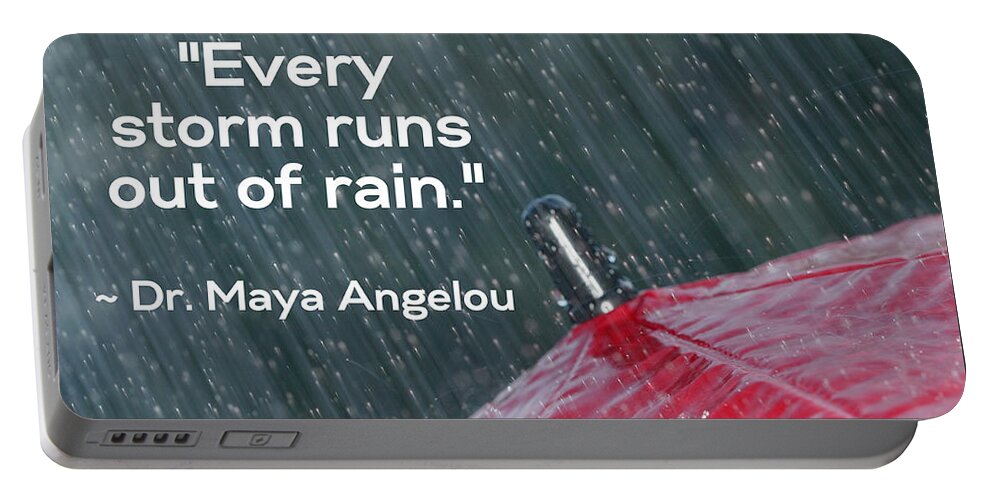 Quote Portable Battery Charger featuring the digital art Dr. Angelou Rain 2 by Lee Darnell