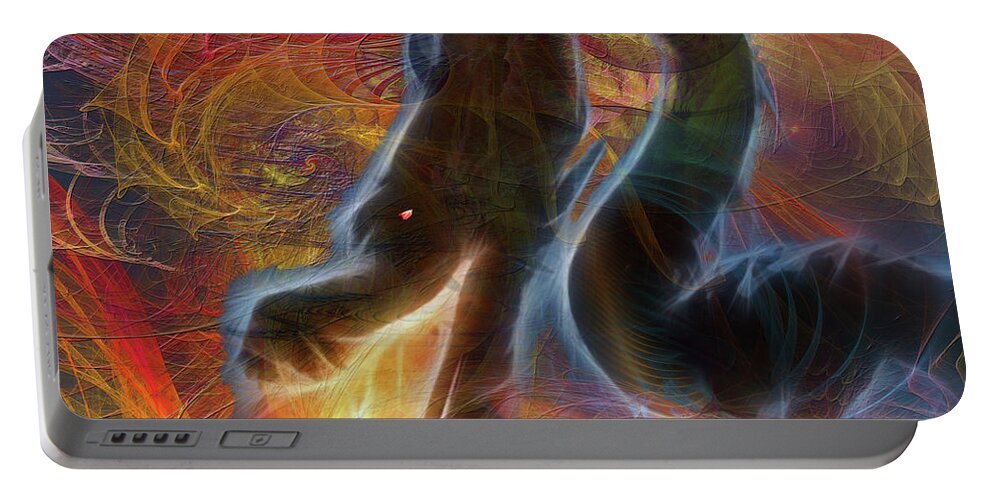 Affordable Art Portable Battery Charger featuring the digital art Dragon Fire - Square Version by Studio B Prints