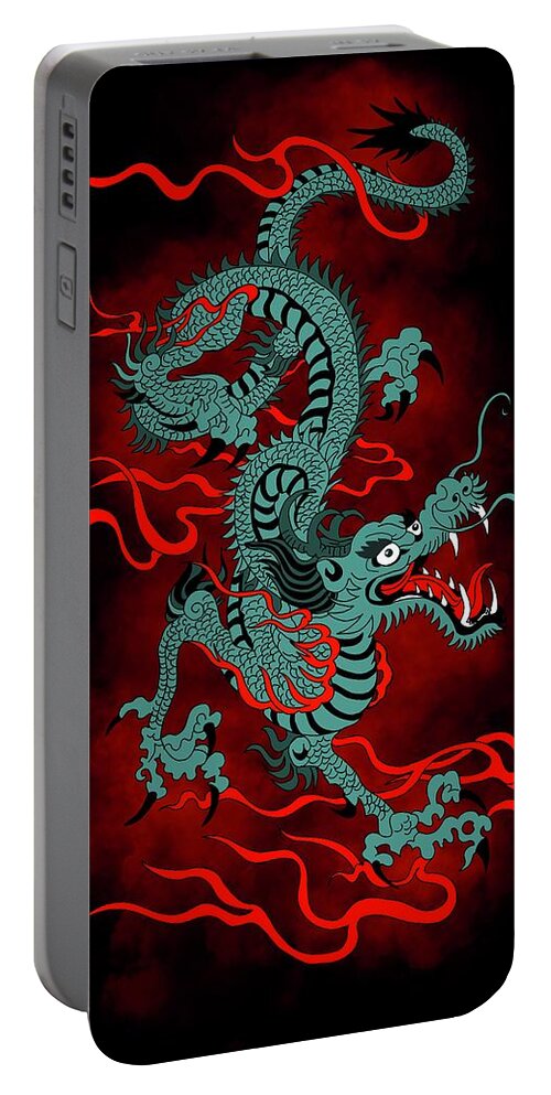 Dragon Portable Battery Charger featuring the painting Dragon lucky dragon by Patricia Piotrak