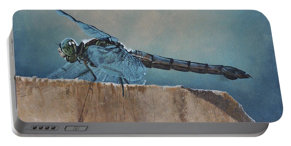 Dragonfly Portable Battery Charger featuring the painting Dragonfly by Heather E Harman