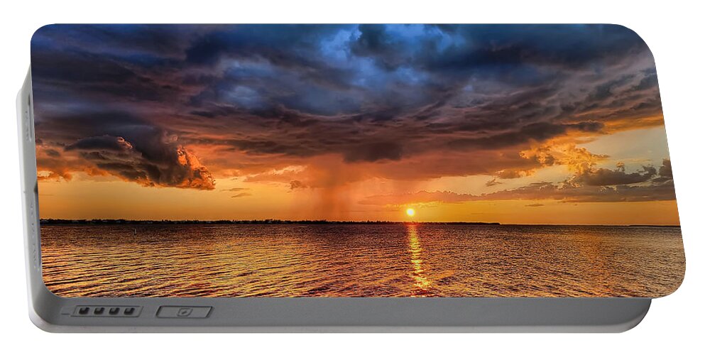 Sunrise Portable Battery Charger featuring the photograph Dramatic Sanibel Sunset by Jeff Breiman