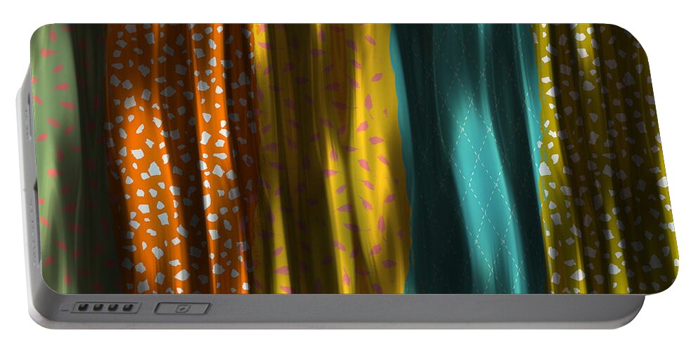 Contemporary Portable Battery Charger featuring the digital art Draped Patterns by Bonnie Bruno