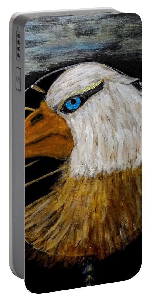 Eagle Portable Battery Charger featuring the painting DreamCaught by Anna Adams