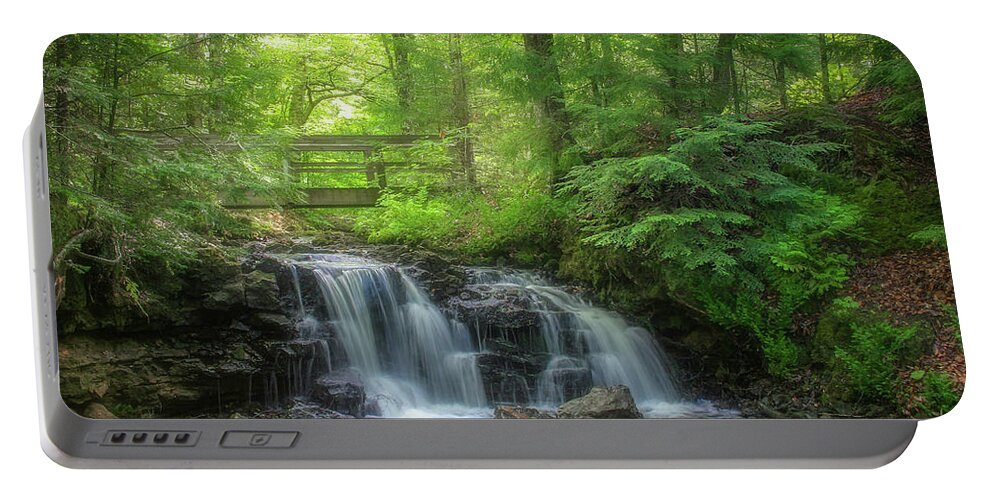 Waterfall Portable Battery Charger featuring the photograph Dreaming at the Waterfall by Robert Carter