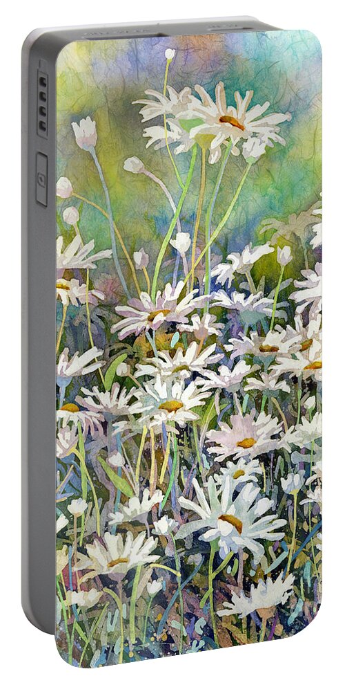 Daisy Portable Battery Charger featuring the painting Dreaming Daisies-Left by Hailey E Herrera