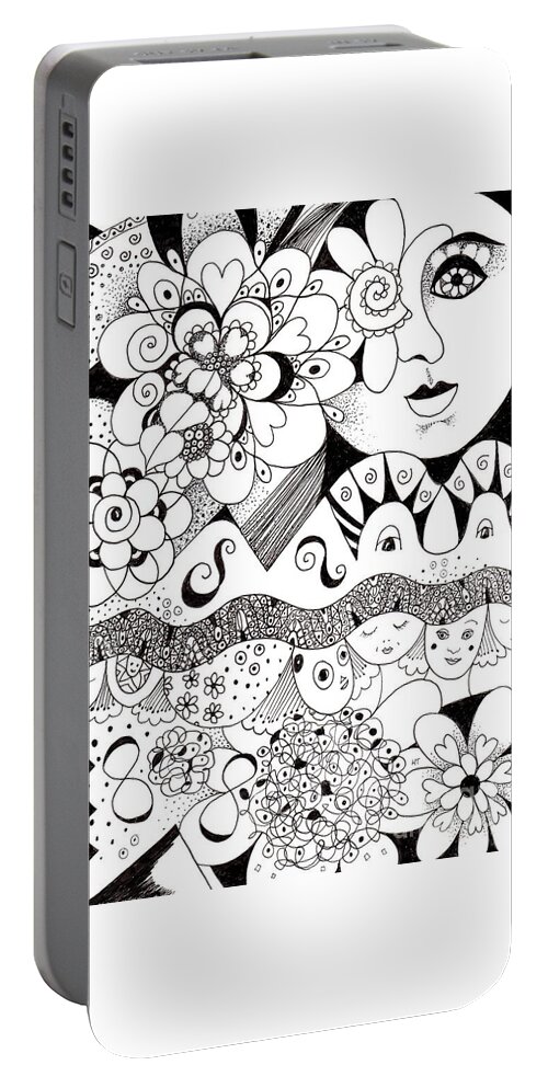 Dreaming By Helena Tiainen Portable Battery Charger featuring the drawing Dreaming by Helena Tiainen