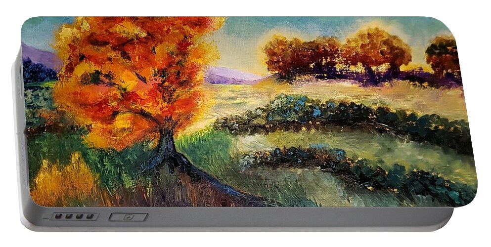  Landscape Portable Battery Charger featuring the painting Dreaming in Color by Kim Shuckhart Gunns