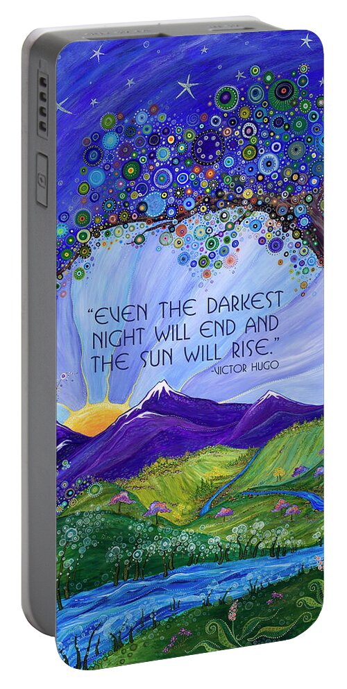 Dreaming Tree Portable Battery Charger featuring the digital art Dreaming Tree with Quote by Tanielle Childers