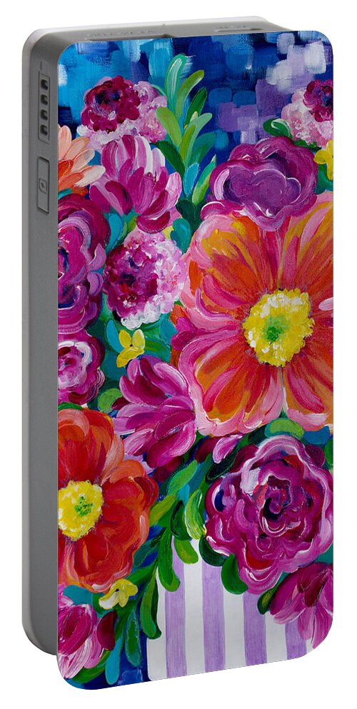 Flowers Portable Battery Charger featuring the painting Dreams of Spring by Beth Ann Scott