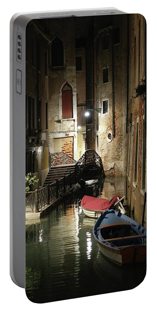 Night Portable Battery Charger featuring the photograph DSCF0000365 - Da Mario, Venice night view by Marco Missiaja
