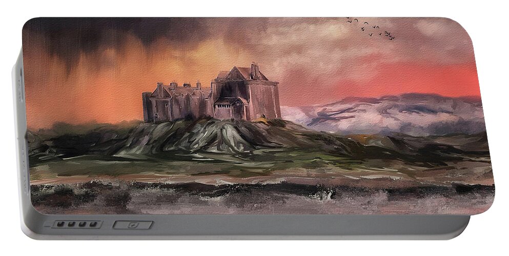 Scotland Portable Battery Charger featuring the digital art Duart Castle by Lois Bryan
