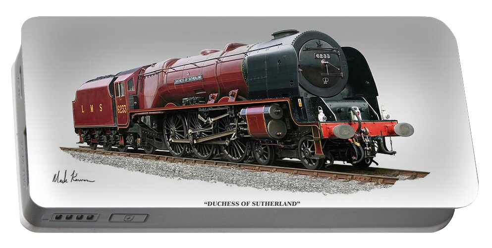 Locomotive Portable Battery Charger featuring the painting Duchess Of Sutherland by Mark Karvon