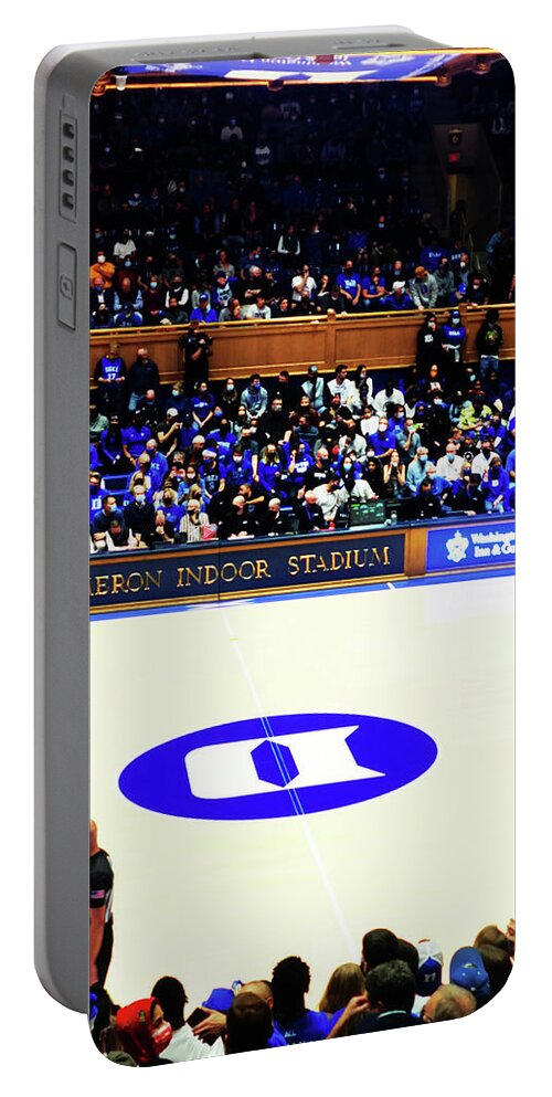 Duke Portable Battery Charger featuring the mixed media Duke Blue Devils Basketball 2s by Brian Reaves