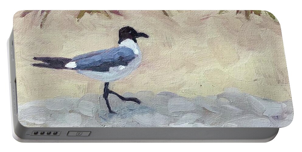 Gull Portable Battery Charger featuring the painting Dune Visitor by Anne Marie Brown
