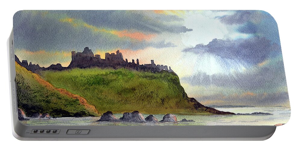Dunluce Castle Paintings Portable Battery Charger featuring the painting Dunluce Castle Northern Ireland by Bill Holkham