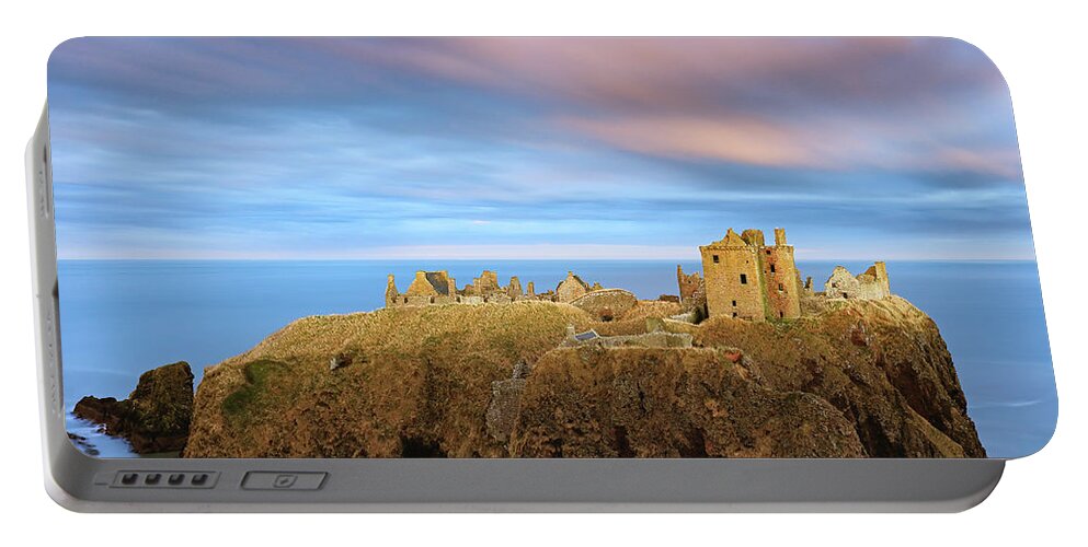 Dunnottar Castle Portable Battery Charger featuring the photograph Dunnottar Castle after Sunset by Grant Glendinning