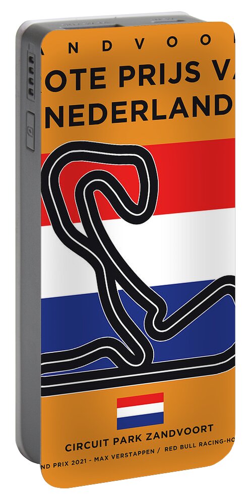 Dutch Portable Battery Charger featuring the digital art Dutch Grand Prix 2021 Special Edition by Chungkong Art