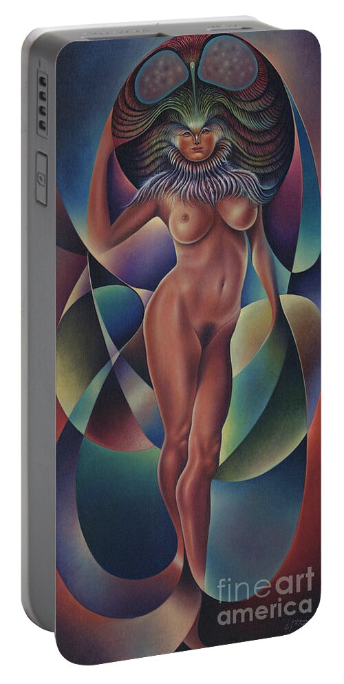 Queen Portable Battery Charger featuring the painting Dynamic Queen VII by Ricardo Chavez-Mendez