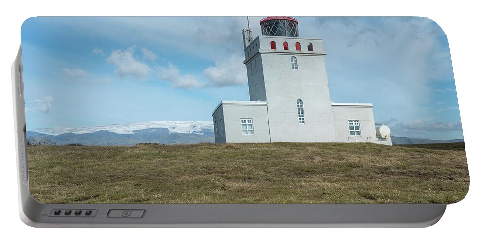 Travel Portable Battery Charger featuring the photograph Dyrholaey Lighthouse II by Kristia Adams