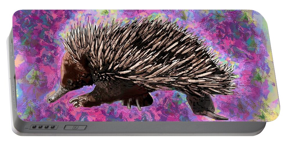 Portrait Portable Battery Charger featuring the drawing E is for Echidna by Joan Stratton