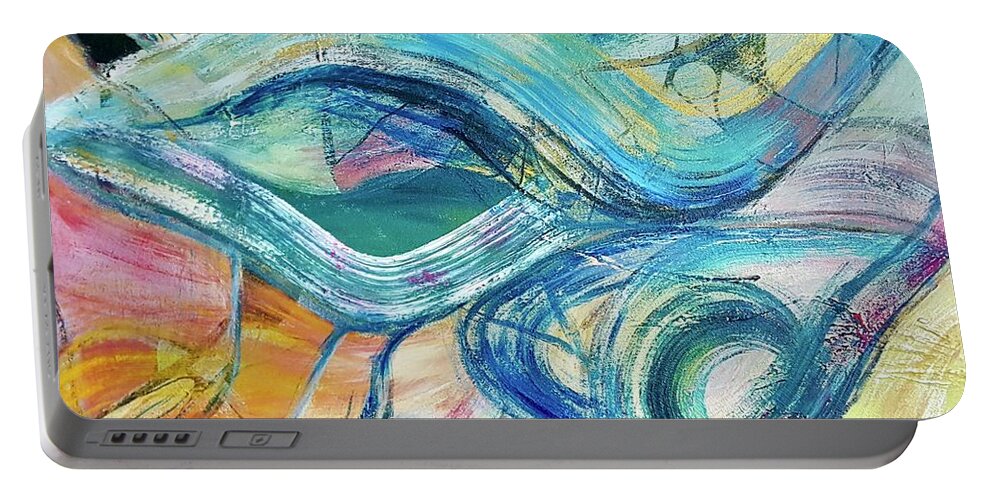 Abstract Portable Battery Charger featuring the painting Eagle Eye Innocence by Jackie Ryan
