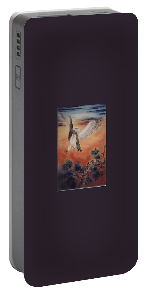 Eagle Portable Battery Charger featuring the painting Eagle Flight by Vina Yang