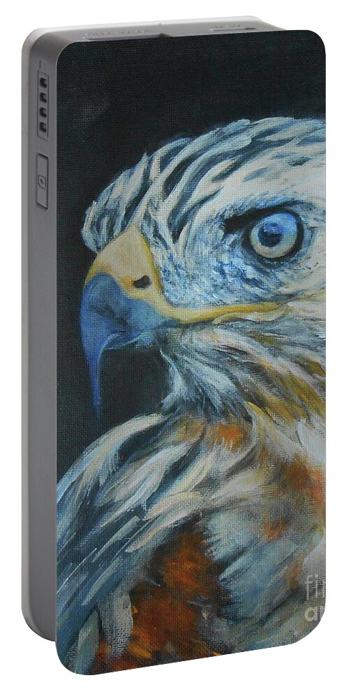 Golden Eagle Portable Battery Charger featuring the painting Eagle's eye by Jane See