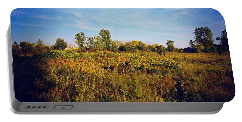 Nature Portable Battery Charger featuring the photograph Early Autunm Sun On The Prairie by Frank J Casella