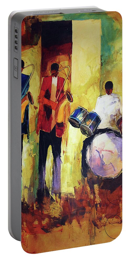 Nni Portable Battery Charger featuring the painting Early Hours by Ndabuko Ntuli