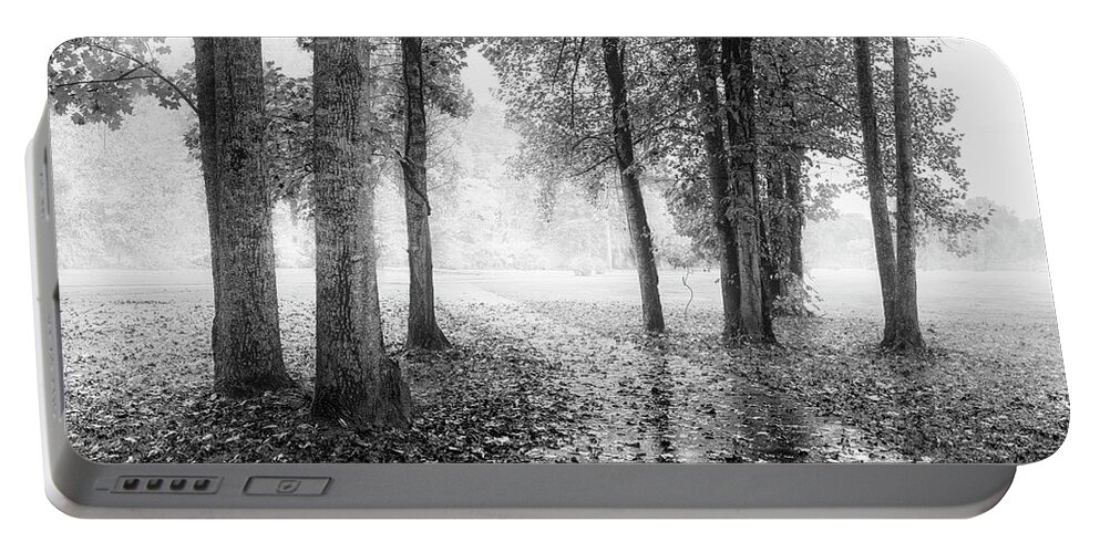Carolina Portable Battery Charger featuring the photograph Early Morning Walk Black and White by Debra and Dave Vanderlaan