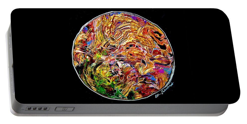 Wall Art Portable Battery Charger featuring the painting Earth Medalia in Motion  by Ellen Palestrant