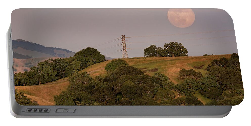 Landscape Portable Battery Charger featuring the photograph East Bay Moonrise by Laura Macky
