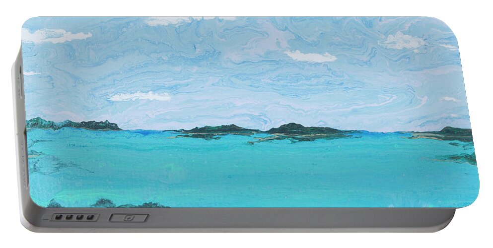 Seascape Portable Battery Charger featuring the painting East Harbor Key Channel by Steve Shaw