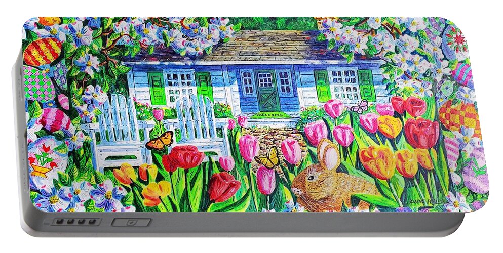 Easter Portable Battery Charger featuring the painting Easter Garden by Diane Phalen